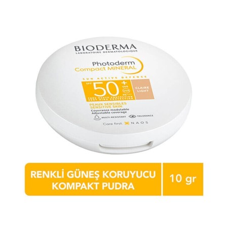 Bioderma Photoderm Compact Mineral Kapatıcı Etkili, Mineral Filtreli SPF50 10 gr - Light