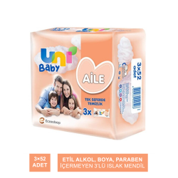 Outlet - Uni Baby Aile Islak Mendil 3x52 Adet