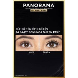 Loreal Paris Panorama Hacim Veren Maskara All Night Black - Siyah