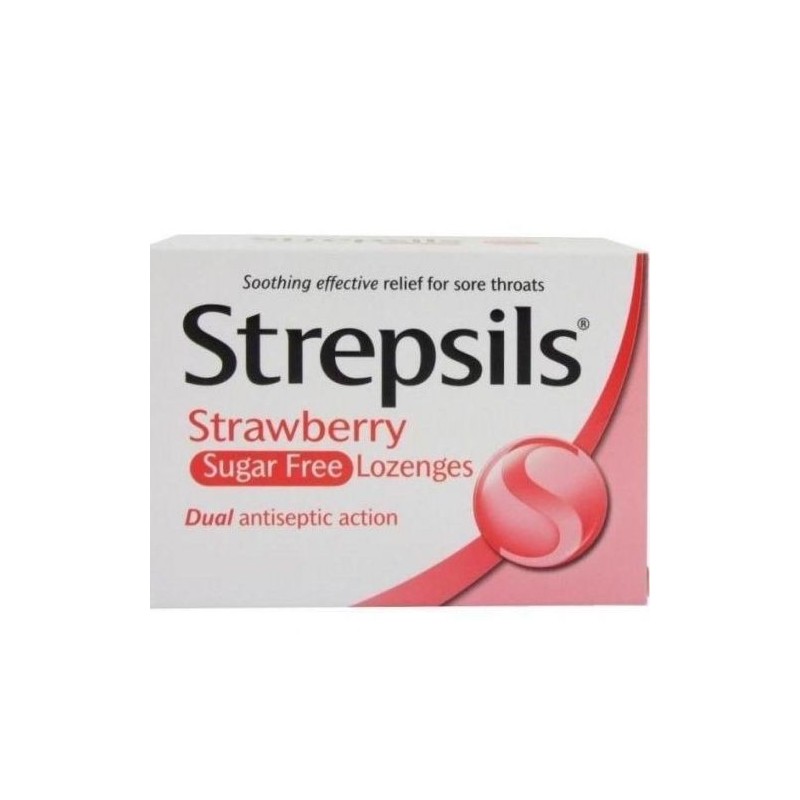 Strepsils Pastil Şekersiz Çilekli Strepsils Pastil Şekersiz Çilekli