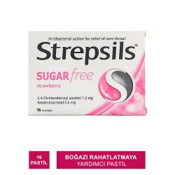 Strepsils Pastil Şekersiz Çilekli 16 Pastil