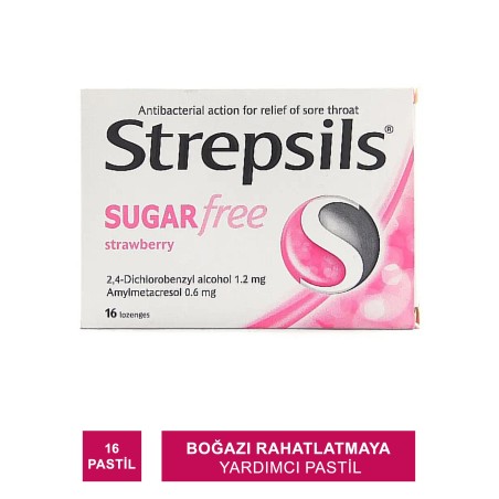 Strepsils Pastil Şekersiz Çilekli 16 Pastil