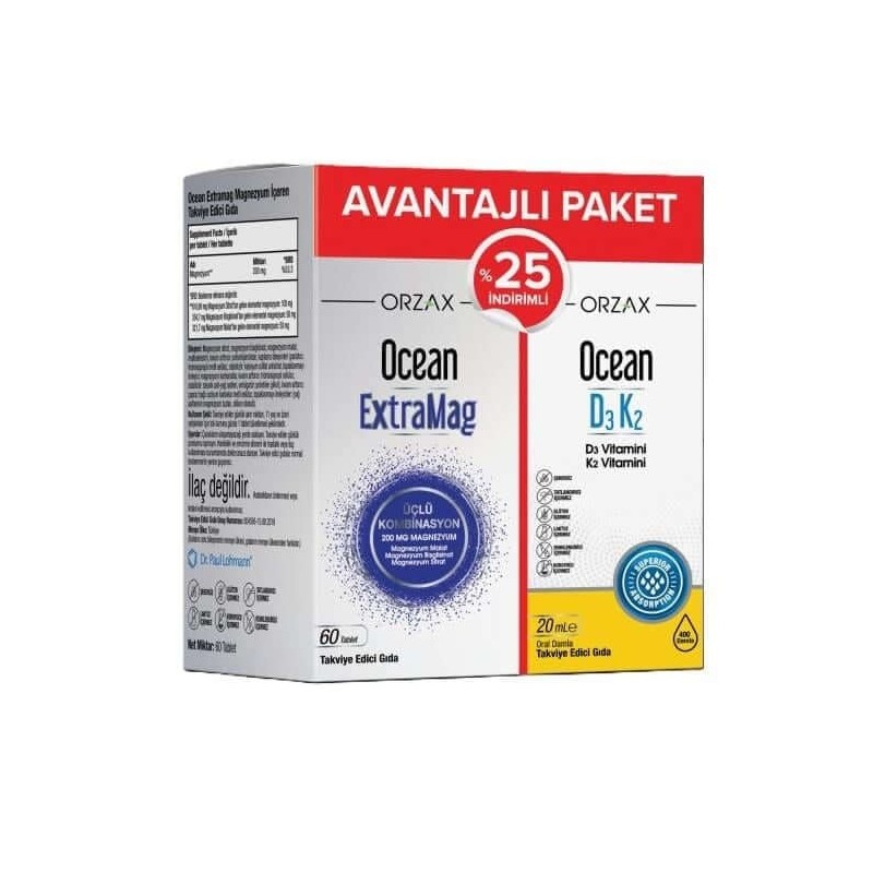 Ocean Extramag 60 Tablet + Ocean D3K2 Damla 20 ml