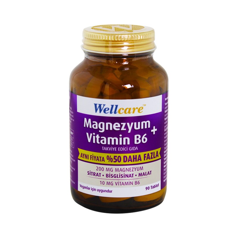 Wellcare Magnezyum B6 Vitamini 90 Tablet | Aynı Fiyata %50 Daha Fazla Wellcare Magnezyum B6 Vitamini 90 Tablet | Aynı Fiyata %50 Daha Fazla