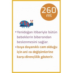 Bebedor Isıya Dayanıklı Cam Biberon 3+Ay 260ml -51301-