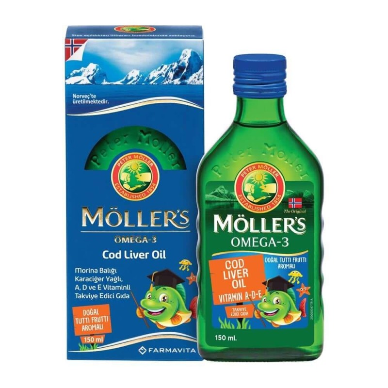 Möller's Omega-3 Cod Liver Oil Tutti Frutti Balık Yağı 150 ml Möller's Omega-3 Cod Liver Oil Tutti Frutti Balık Yağı 150 ml