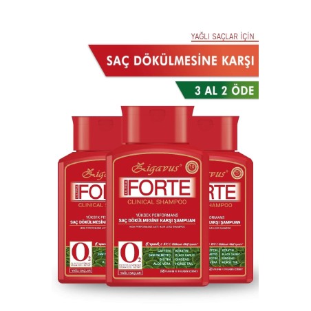 Zigavus Forte Saç Dökülmesine Karşı Şampuan - Yağlı Saçlar - 300 ml 3 Al 2 Öde