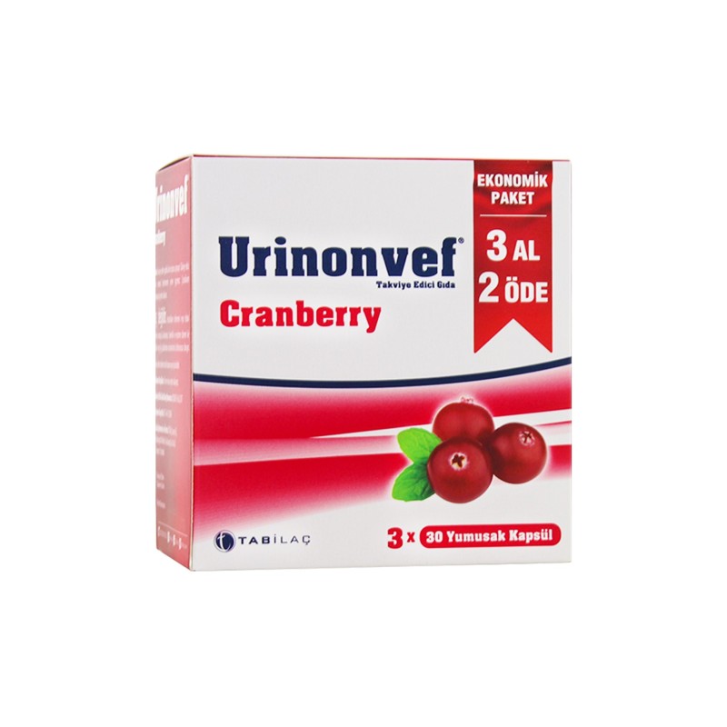 Tab İlaç Urinonvef Cranberry 3x30 Kapsül | 3AL2ÖDE Tab İlaç Urinonvef Cranberry 3x30 Kapsül | 3AL2ÖDE