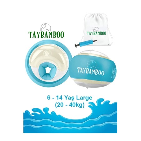 Taybamboo Classıcs Yuvarlak Üç Hava Odalı Yüzme Yardımcısı Kolluk - Mavi - Large (6-14 Yaş 19-40kg)
