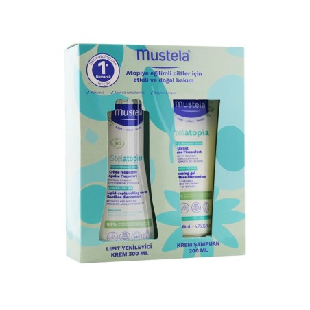 Mustela Atopiye Eğilimli Ciltler İçin Set ( Lipit Krem 300ml + Krem Şampuan 200ml )
