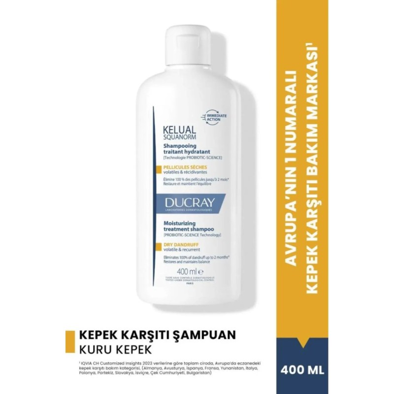 Ducray Kelual Squanorm Kuru Saçlar İçin Kepek Karşıtı Şampuan 400 ml