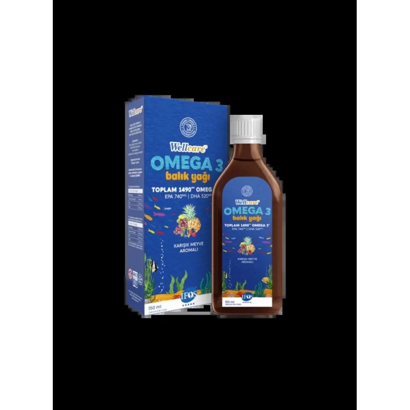 Outlet -Wellcare Omega 3 Karışık Meyve Aromalı Balık Yağı 150 ml