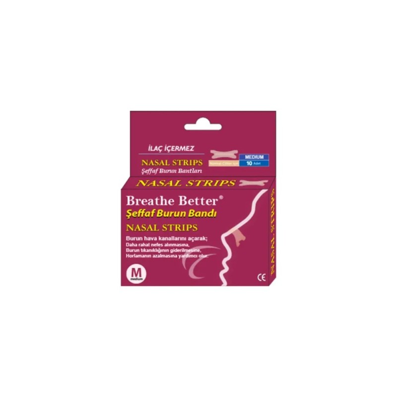 Breathe Better Şeffat Burun Bandı 10 Adet - Medium