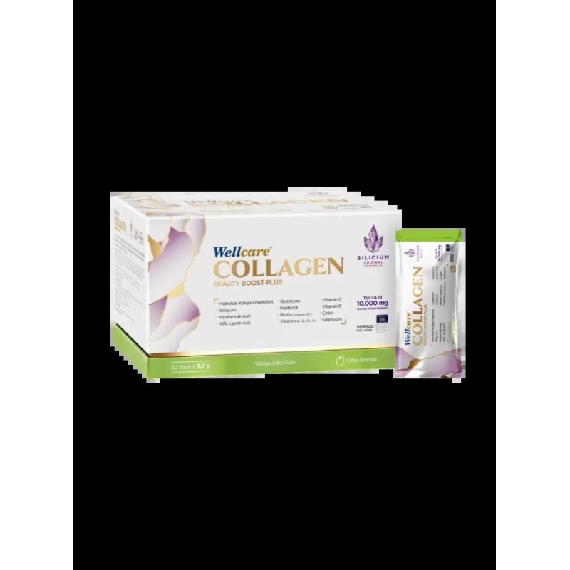 Outlet - Wellcare Collagen Beauty Boost Plus Elma Aromalı 11,7gr x 30 Saşe 