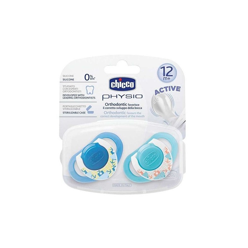 Chicco Physioring Silikon Emzik 2 li Mavi 12 M+