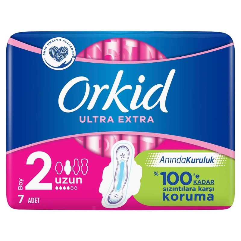 Orkid Ultra Extra Uzun (Boy 2) Kanatlı Hijyenik Ped 7 Ped Orkid Ultra Extra Uzun (Boy 2) Kanatlı Hijyenik Ped 7 Ped