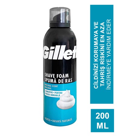 Gillette Hassas Ciltler İçin Tıraş Köpüğü 200 ml