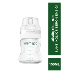 Mamajoo Silver Biberon 150 ml & Anti-Kolik Biberon Emziği No:1 / S (S.K.T 02-2026)
