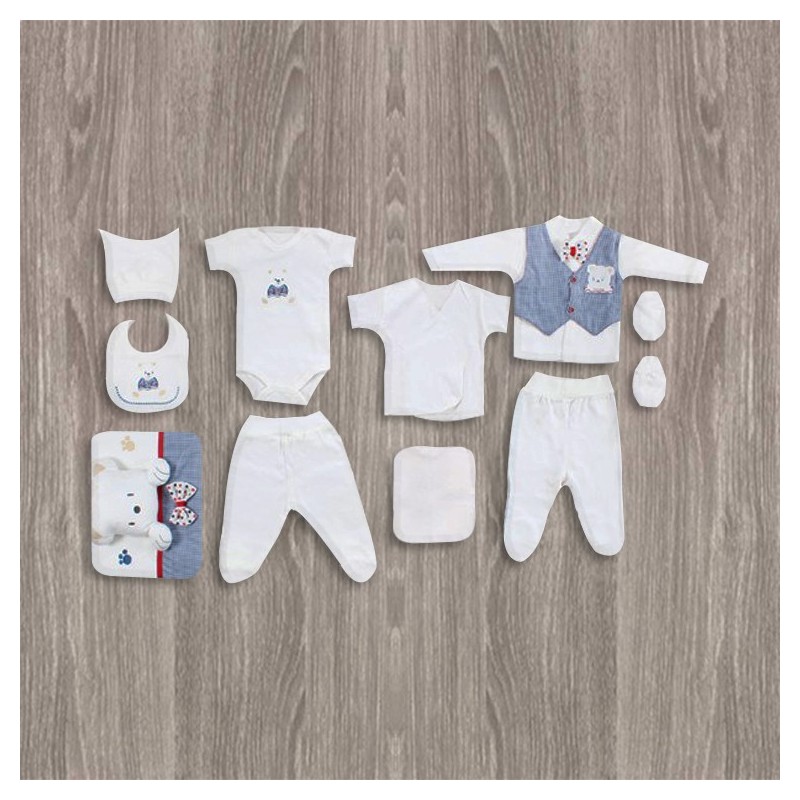 Flexi Baby Ayıcıklı 10'lu Erkek Hastane Çıkış Seti