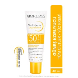 Bioderma Photoderm Aquafluid SPF50+ Tüm Ciltler Renksiz Güneş Kremi 40 ml ( Sensibio H2o Hediye ) (S.K.T 07-2026)