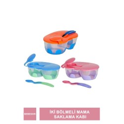 Bebedor İki Bölmeli Mama Saklama Kabı & Kaşık 8559