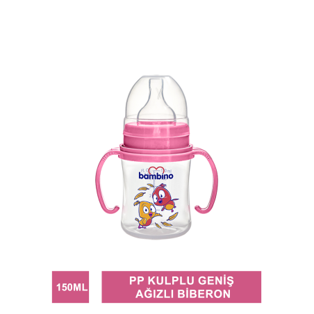 Bambino PP Kulplu Geniş Ağızlı Biberon 150 ml BE-817