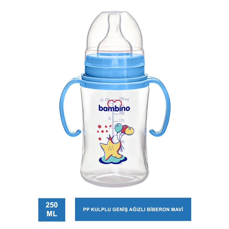 Bambino PP Kulplu Geniş Ağızlı Biberon 250 ml BE-818 : Bambino PP Kulplu Geniş Ağızlı Biberon 250 ml BE-818 :