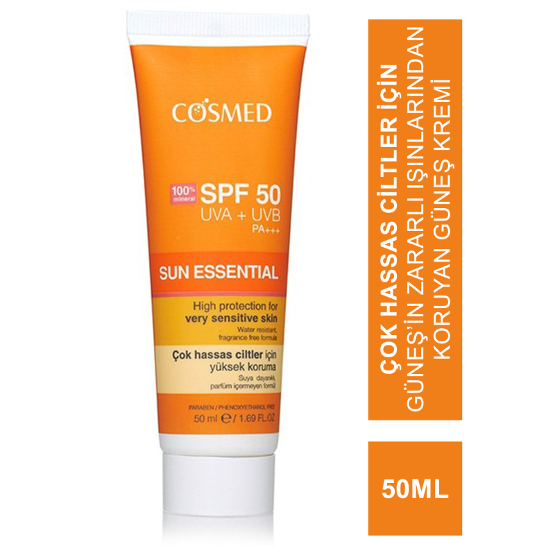 Cosmed Sun Essential Spf50 50 ml Çok Hassas Ciltler İçin Güneş Kremi