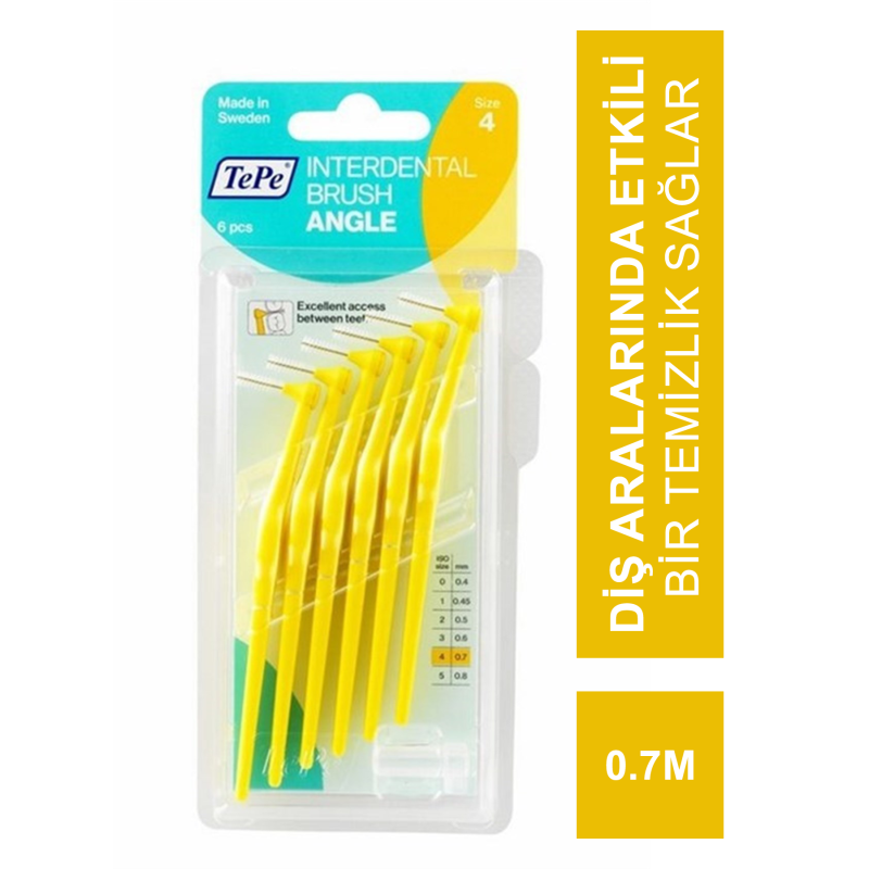 TePe Angle Interdental Brush Arayüz Fırçası 0.7 mm Iso Size 4 6 adet TePe Angle Interdental Brush Arayüz Fırçası 0.7 mm Iso Size 4 6 adet