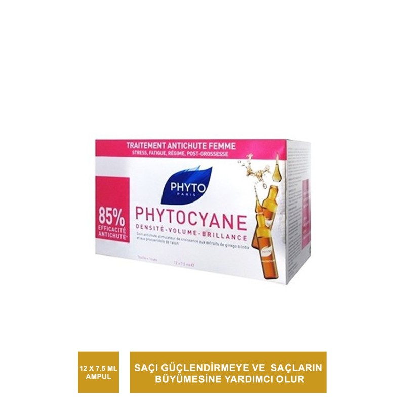 Phyto Phytocyane Kadınlar İçin Dönemsel Saç Dökülmesi Karşıtı Bakım 12 Ampul x 5 ml