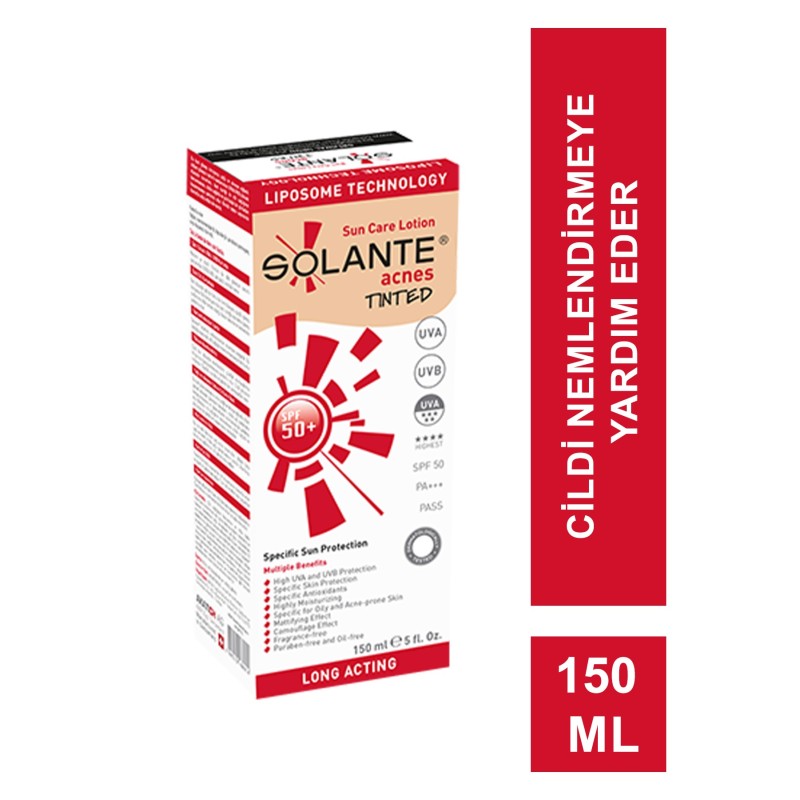 Solante Acnes Tinted Spf 50 Güneş Losyonu 150 ml Solante Acnes Tinted Spf 50 Güneş Losyonu 150 ml