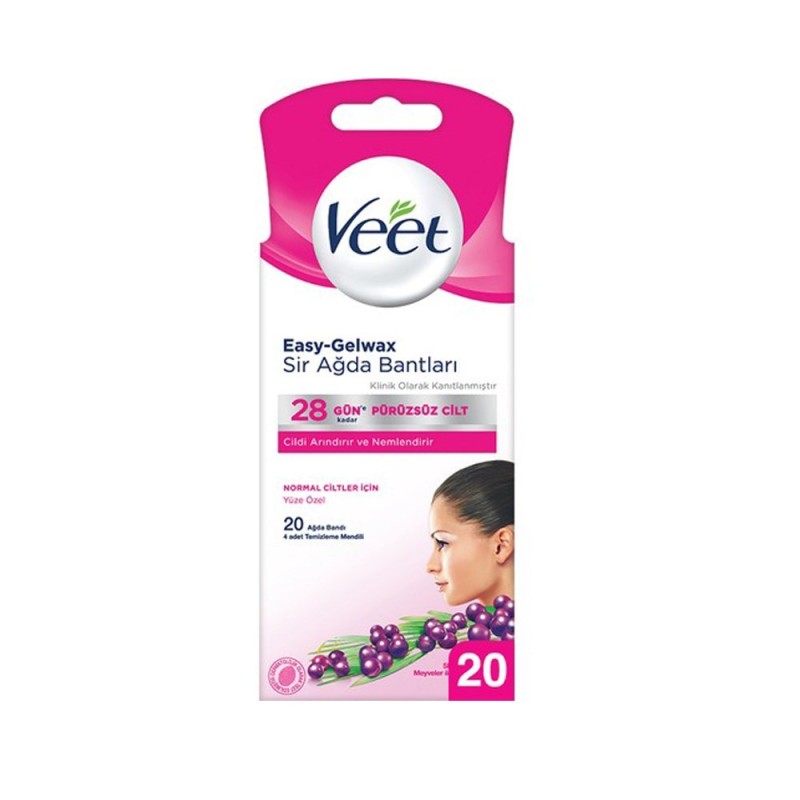 Veet Yüz Bölgesi Sir Ağda Bandı Normal Ciltler İçin 20'li