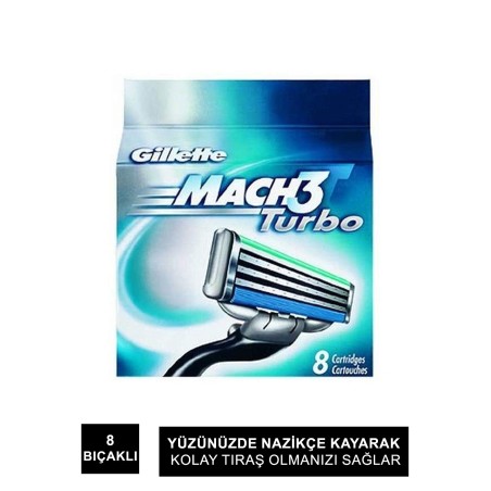 Gillette Mach3 Turbo Yedek Tıraş Bıçağı (8 LI paket)