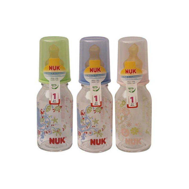 NUK Standart Kauçuk Emzikli Cam Biberon (125 ml) NUK Standart Kauçuk Emzikli Cam Biberon (125 ml)