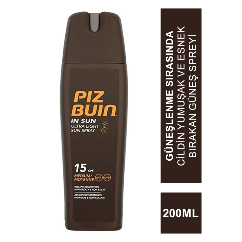 Piz Buin Ultra Hafif Güneş Spreyi SPF 15 200 ml