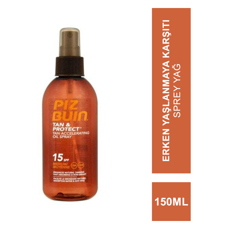 Piz Buin Bronzlaşma ve Koruma için Sprey Yağ SPF 15 150 ml