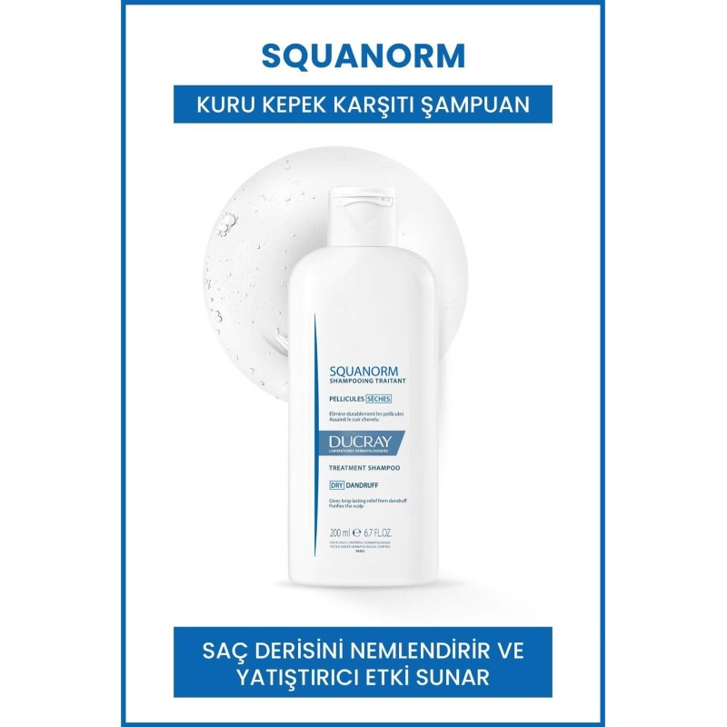 Ducray Squanorm Dry Dandruff Shampoo 200 ml Kuru ve Kepekli Saçlar İçin Şampuan