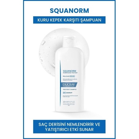 Ducray Squanorm Dry Dandruff Shampoo 200 ml Kuru ve Kepekli Saçlar İçin Şampuan
