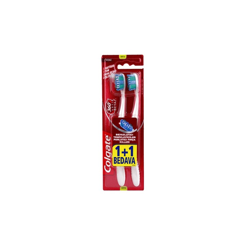 Colgate 360 Derece Optik Beyaz Diş Fırçası Orta 1+1 Hediye Colgate 360 Derece Optik Beyaz Diş Fırçası Orta 1+1 Hediye