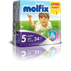 Molfix Jumbo Paket Junior Plus 5+ Beden 34 Adet Bebek Bezi