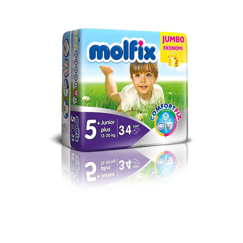 Molfix Jumbo Paket Junior Plus 5+ Beden 34 Adet Bebek Bezi