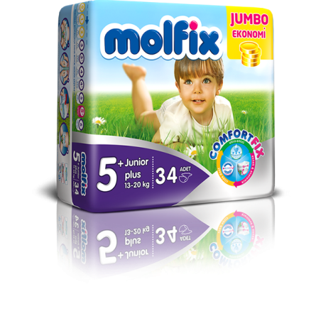 Molfix Jumbo Paket Junior Plus 5+ Beden 34 Adet Bebek Bezi