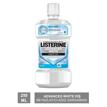 Listerine Advanced White Diş Beyazlatıcı Ağız Gargarası 250 ml- Nane Aromalı