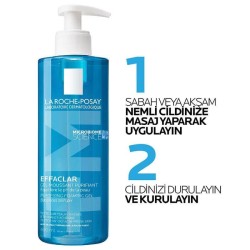 La Roche Posay Effaclar Temizleme Jeli Yağlı/Akneye Eğilim Gösteren Ciltler Siyah Nokta Görünümü ve Parlama Karşıtı 400ml