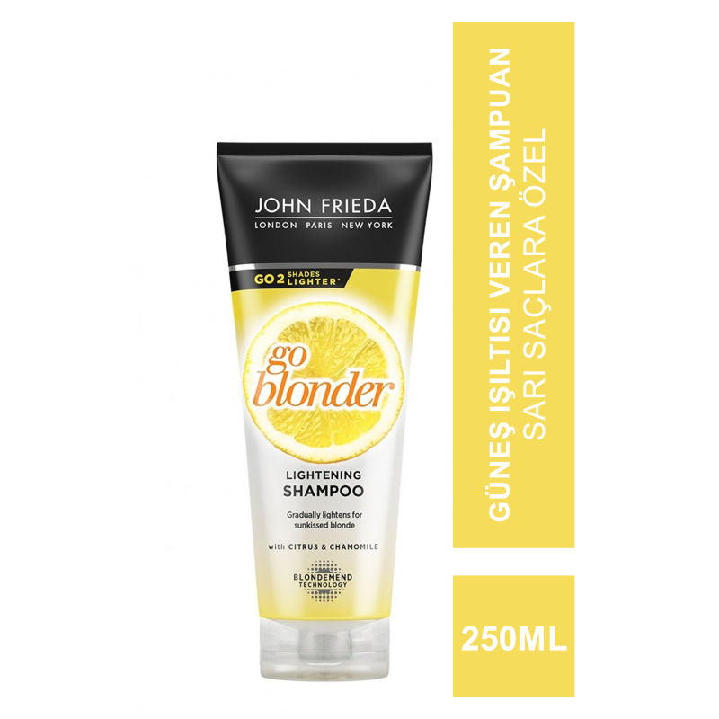 John Frieda Sheer Blonde Go Blonder Lightening Shampoo 250 ml Sarı Saçlara Özel Güneş Işıltısı Veren Şampuan John Frieda Sheer Blonde Go Blonder Lightening Shampoo 250 ml Sarı Saçlara Özel Güneş Işıltısı Veren Şampuan