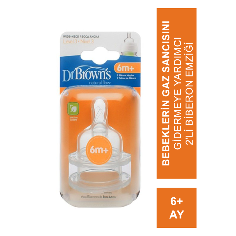 Dr Browns 2 li Geniş Ağız No3 Biberon Emziği Yedek Hızlı Akış Dr Browns 2 li Geniş Ağız No3 Biberon Emziği Yedek Hızlı Akış